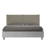Letto Matrimoniale con Alzata Comoda Struttura Cemento con Cuscini in Similpelle Appia Cappuccino Varie Misure