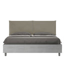 Letto Matrimoniale con Alzata Comoda Struttura Cemento con Cuscini in Similpelle Appia Cappuccino Varie Misure