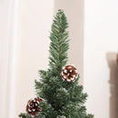 Albero di Natale Innevato Slim 150 cm 395 Rami con Pigne in Plastica e Acciaio Verde  