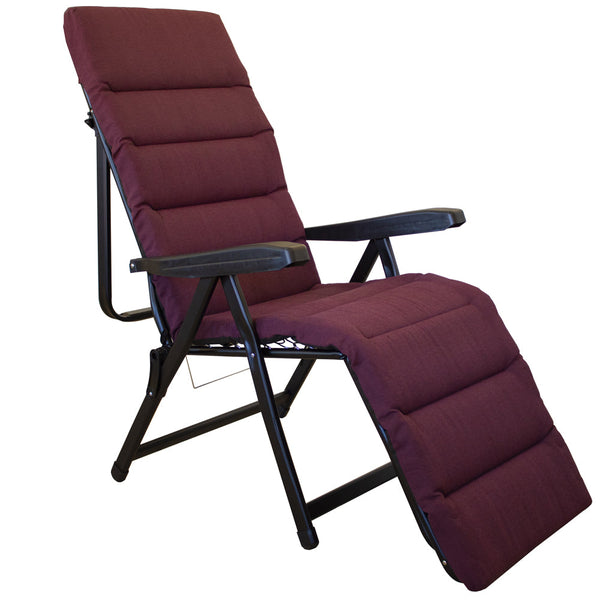 Sedia Sdraio Pieghevole da Giardino Reclinabile 6 Posizioni con Cuscino Bordeaux sconto