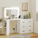 Consolle Trucco con Specchio 118x78x135 cm con Specchio e Luci LED Regolabili in MDF Bianco  