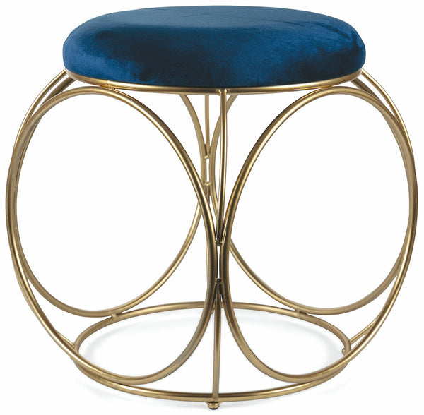 Sgabello Tondo Ø40x46 cm in Ferro e Velluto Soriani Blu prezzo