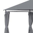 Gazebo 3x4 m con 6 Pareti Rimovibili 8 Fori di Drenaggio e 12 Picchetti in Acciaio e Poliestere Grigio e Nero      