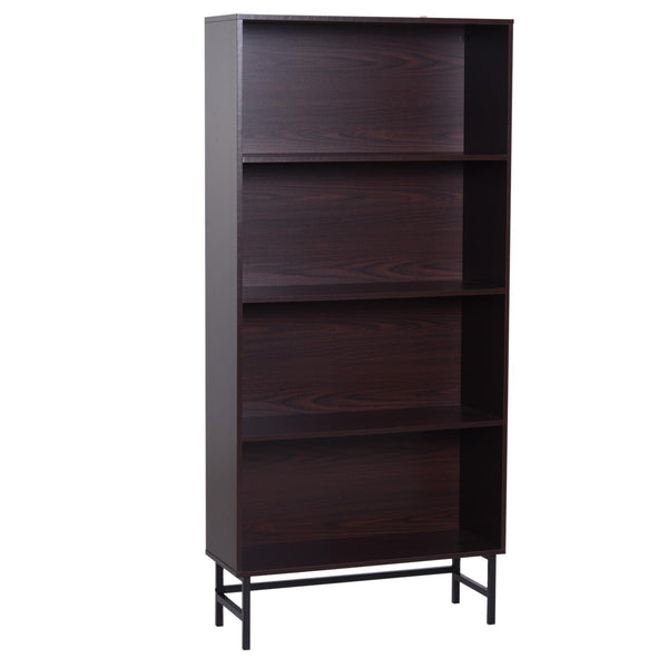 prezzo Libreria 4 Ripiani con Struttura in Acciaio Caffè Scuro 80x29.5x180 cm