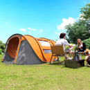 Tenda da Campeggio Pop Up 2 Posti 263,5x220x123 cm con 2 Porte 4 Finestre e Telo Impermeabile Arancione      