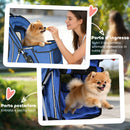 Passeggino per Cani 77x44x102 cm Pieghevole con Portabicchieri e Cestino Blu      