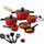 Set 24 Pezzi Batteria di Pentole Manici Removibili Rubino Suprem in Alluminio Pressofuso Rosso