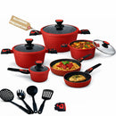Set 24 Pezzi Batteria di Pentole Manici Removibili Rubino Suprem in Alluminio Pressofuso Rosso      