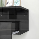 Set 2 Comodini Sospesi con Cassetto e Mensola 35x32x22,5 cm Nero Lucido   