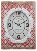 Orologio Shiny 42x7,5x58 cm MDF e Vetro Rosso e Bianco
