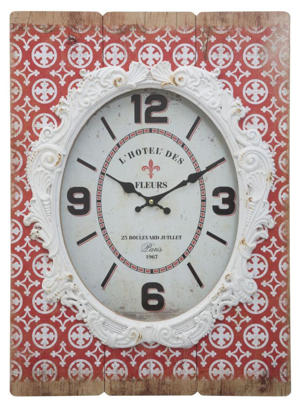 Orologio Shiny 42x7,5x58 cm MDF e Vetro Rosso e Bianco sconto