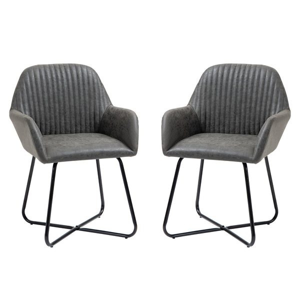Set 2 Sedie Imbottite 60x56,5x85 cm in Similpelle Grigie acquista