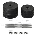 Set Pesi Manubri da 20 kg con 8 Dischi in Acciaio e Sabbia Nero   