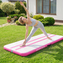 Tappetino Gonfiabile Ginnastica 205x102x10 cm con Pompa Elettrica e Borsa Trasporto in PVC Rosa      