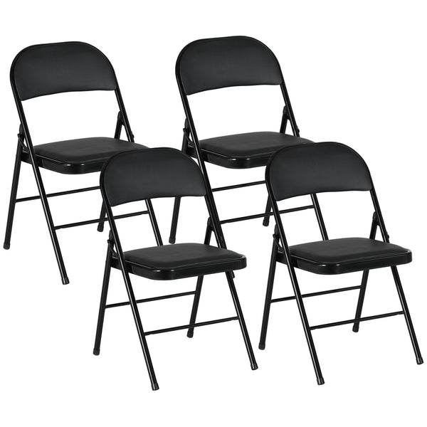 Set 4 Sedie Pieghevoli Imbottite 45x46x78 cm in Finta Pelle PU e Metallo Nero acquista