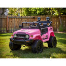 Macchina Elettrica per Bambini Fuoristrada Toyota Fj Cruiser 12V Telecomando Ruote in Gomma e Sedile in Pelle Rosa