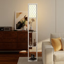 Lampada da Terra 2 in 1 Moderna 26x26x160 cm con 3 Ripiani Attacco E27 in MDF Bianco      