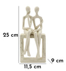 Statuetta Coppia Stons 11,5x9x25 cm in Resina Crema      