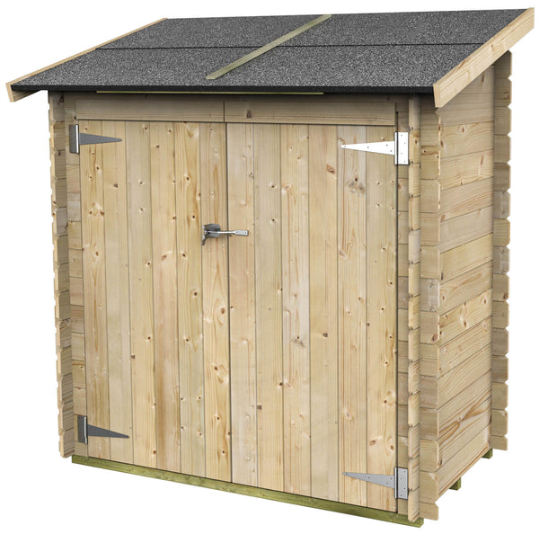 prezzo Casetta Box da Giardino per Attrezzi 155x85 cm con Porta Doppia Cieca in Legno Naturale