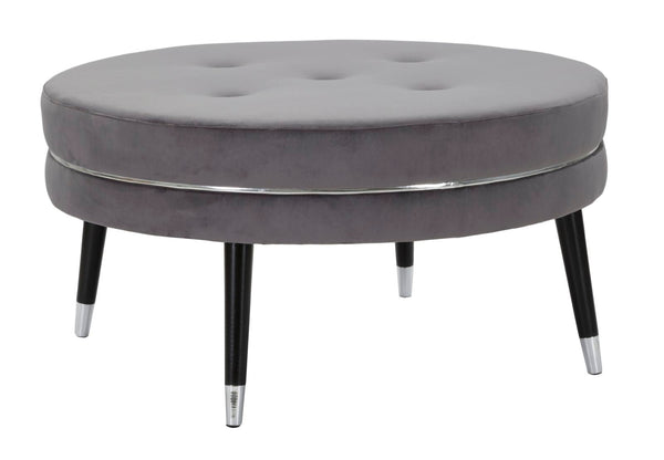 prezzo Puff Paris xxl Grigio/Argento Ø90x46 cm in Legno e Spugna Grigio e Nero