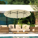 Ombrellone da Giardino 295x152x222 cm Copertura Doppia Inclinabile con Apertura a Manovella Beige  
