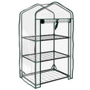 Mini Serra da Giardino 59x39x127 cm con Copertura 3 Ripiani e Porta Avvolgibile in PE Trasparente      