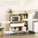 Mobile da Cucina per Microonde 90x30x94 cm in Truciolato Naturale e Bianco