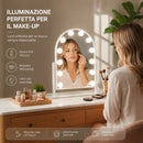 Specchio ad Arco da Tavolo 30x40 cm Struttura e LED a Bulbi 3 Colori in Alluminio Bianco      