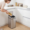 Pattumiera Cestino per Rifiuti 28x22x41 cm Contenitore Rimuovibile da 12L Apertura a Infrarossi in Acciaio Inox ABS e PP Argento      