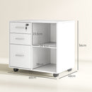 Cassettiera da Ufficio Schedario  con 3 Cassetti Serratura e Chiavi 60x40x56 cm Bianco 