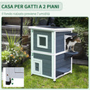 Cuccia per Gatti da Esterno 51x51x81,3 cm in Legno  Grigio e Bianco