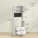 Mobile per Microonde 60x40x170 cm con Ripiano Regolabile e 2 Cassetti in MDF Bianco      