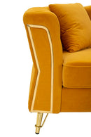 Divano Emy Senape con Cuscini 162x83x76 cm in Legno e Poliestere      
