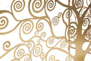 Console Albero della Vita 141,5x40,5x81,5 cm in Ferro MDF e Specchio Oro