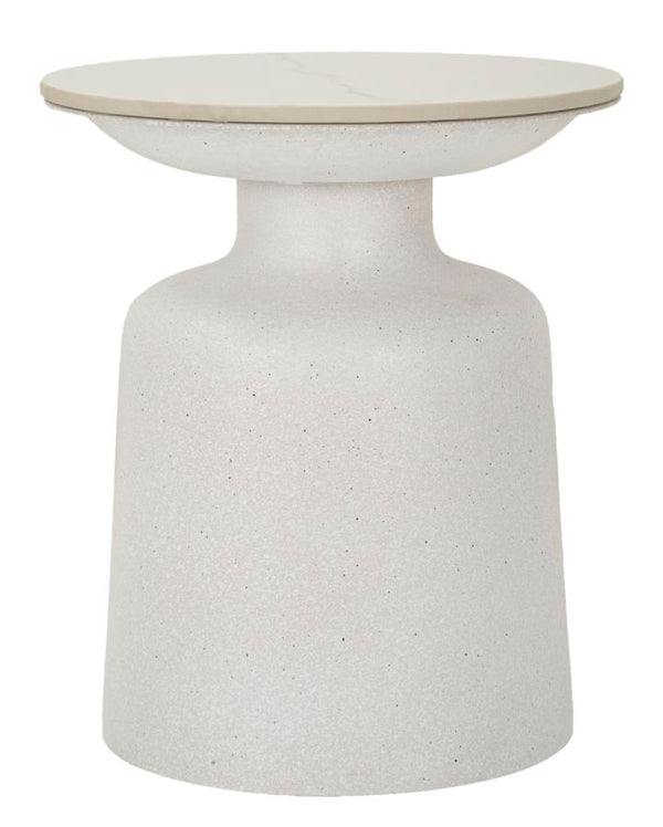 Tavolinetto White Fush Ø40x47 cm in Ferro e Ceramica Bianco prezzo