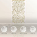Decorazione Murale 3D Rettangolare 50x85 cm in Metallo Foglie di Ginkgo Oro