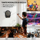 Bersaglio Freccette 44x51,5x3.2 cm con 6 Freccette Alimentatore 4 Display LED e 27 Giochi in ABS e PP Nero      