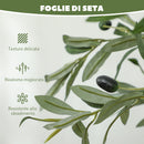 Pianta Artificiale Olivo Alta 150 cm con 720 Foglie e 32 Olive per Interni con Vaso in Plastica e Seta Verde  
