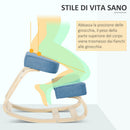 Sedia Ergonomica con Inginocchiatoio 51x69x58 cm in Betulla e Poliestere Blu  