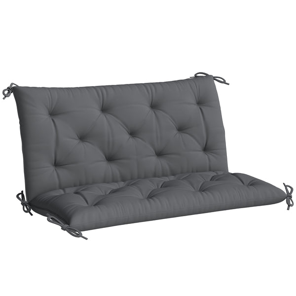 sconto Cuscino da Giardino Stile Capitonné 100x98x8 cm con 6 Lacci in Cotone e Poliestere Grigio Scuro