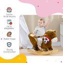 Cavallo a Dondolo per Bambini in Legno e Peluche Cavallino Marrone