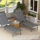 Set 2 Sdraio da Giardino Pieghevoli 64x154x87A cm con Schienale Regolabile e Cuscino Grigio   