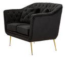Divanetto Budapest Nero con Cuscini 130x83x91 cm in Compensato e Spugna e Ferro e Poliestere Nero      