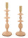 Porta Candele Gemini Rosa Set 2 Pz Ø10x33 cm - Ø10x29 cm in Ferro Rosa e Oro