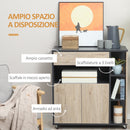 Mobiletto Ausiliario da Cucina Multiuso in Legno con Ruote 80x39x86.5 cm