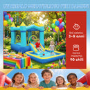 Castello Gonfiabile per Bambini 364 x 173 x 182 cm Scivolo Trampolino Piscina per  Palline o Acqua Canestro in Tessuto Oxford Blu      