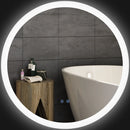 Specchio da Bagno Ø70x3 cm con LED 3 Colori Regolabili in Metallo e Vetro