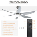 Ventilatore da Soffitto 6 Pale e Lampada LED Ø132x40 cm 6 Velocità Argento