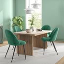 Set 4 Sedie Moderne Imbottite con Schienale Ricurvo 50x52x83 cm in Tessuto Effetto Velluto e Acciaio Verde