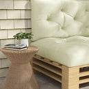 Set 2 Pezzi Cuscini da Giardino per Divani e Pallet 120 cm in Poliestere con Imbottitura Spessa Crema      